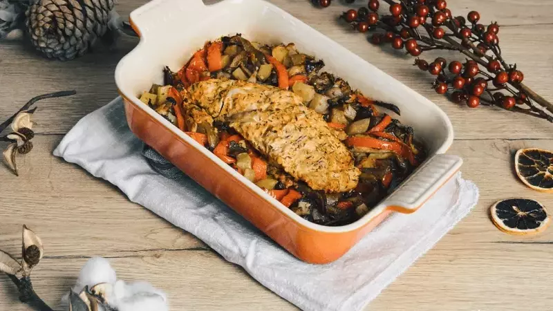 Solomillo de Pavo Asado con Vegetales Festivos