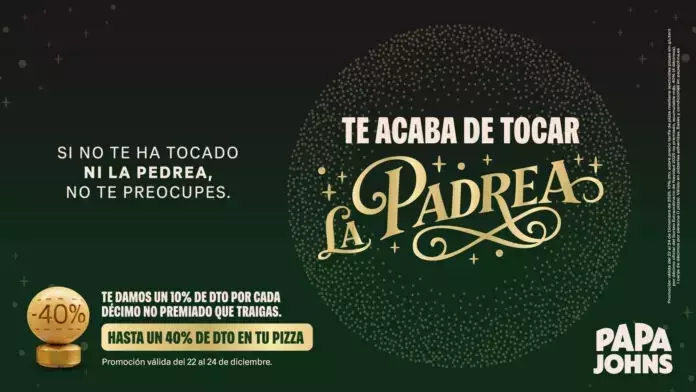 Papa John's lanza 'La Padrea': una promoción para los no premiados de la Lotería de Navidad