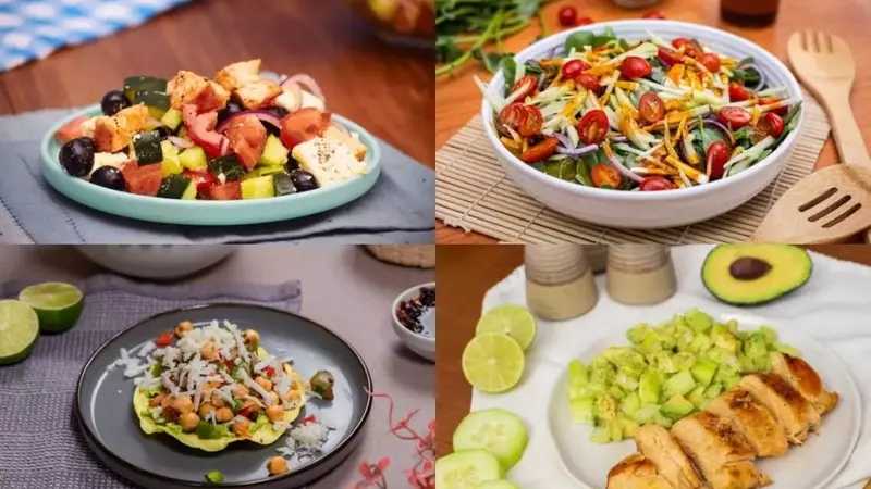 Cinco Ensaladas Sencillas y Nutritivas Listas en Minutos