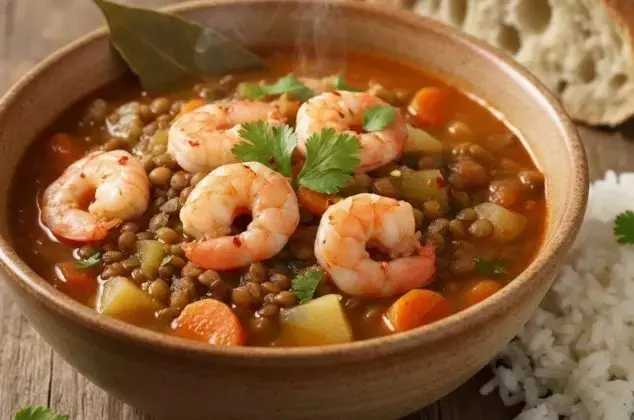 Sopa de Lentejas y Camarones: Un Manjar en Pocos Pasos