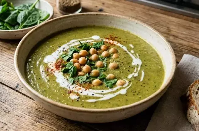 Delicia Nutritiva: Crema Mediterránea de Espinacas y Garbanzos en Minutos