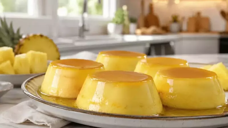 Delicioso Flan Tropical de Piña y Coco sin Horno: Un Postre Caribeño y Saludable