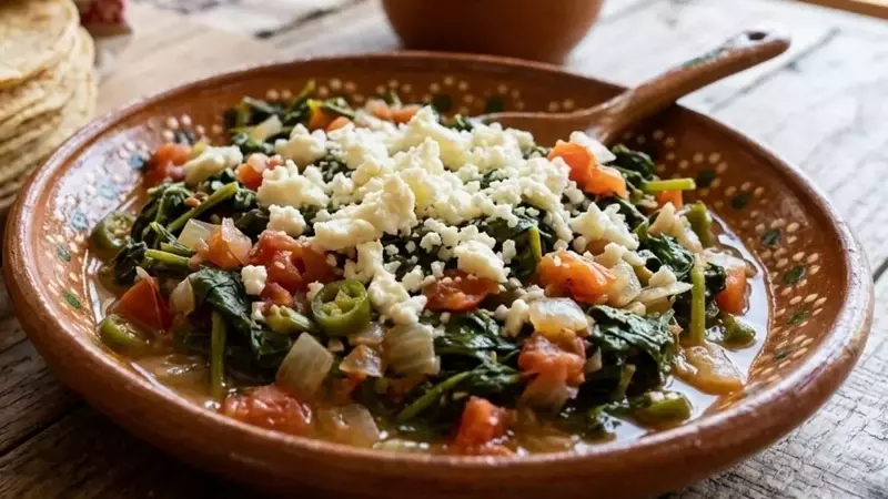Platillo mexicano: Quelites con toque picante, listo en 30 minutos