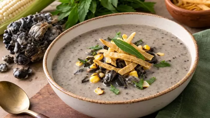 Crema de Huitlacoche con Epazote: Un Manjar Mexicano Reconfortante